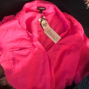 Neon Pink express button up shirt